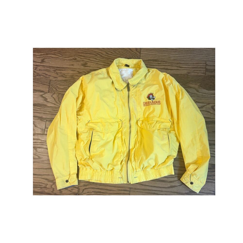 80s Vintage‎ Captain Morgan Yellow Bomber Jacket Men’s Medium Spiced Rum Promo